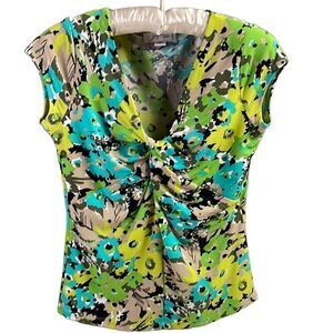 Josephine Studio Ladies Ruched Knotted Top Size Petite Small Greens Teal Black